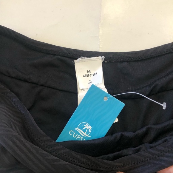 Cups-he Texturized Underwire Light Blue Black High Cut Bikini Set Swimwear SZ M - Picture 8 of 11